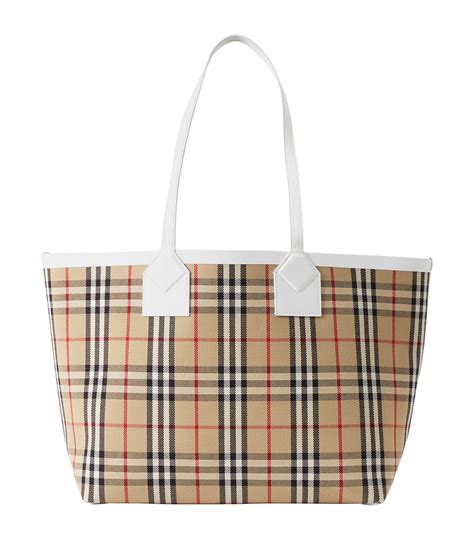 burberry check print satchel|Burberry medium top handle tote.